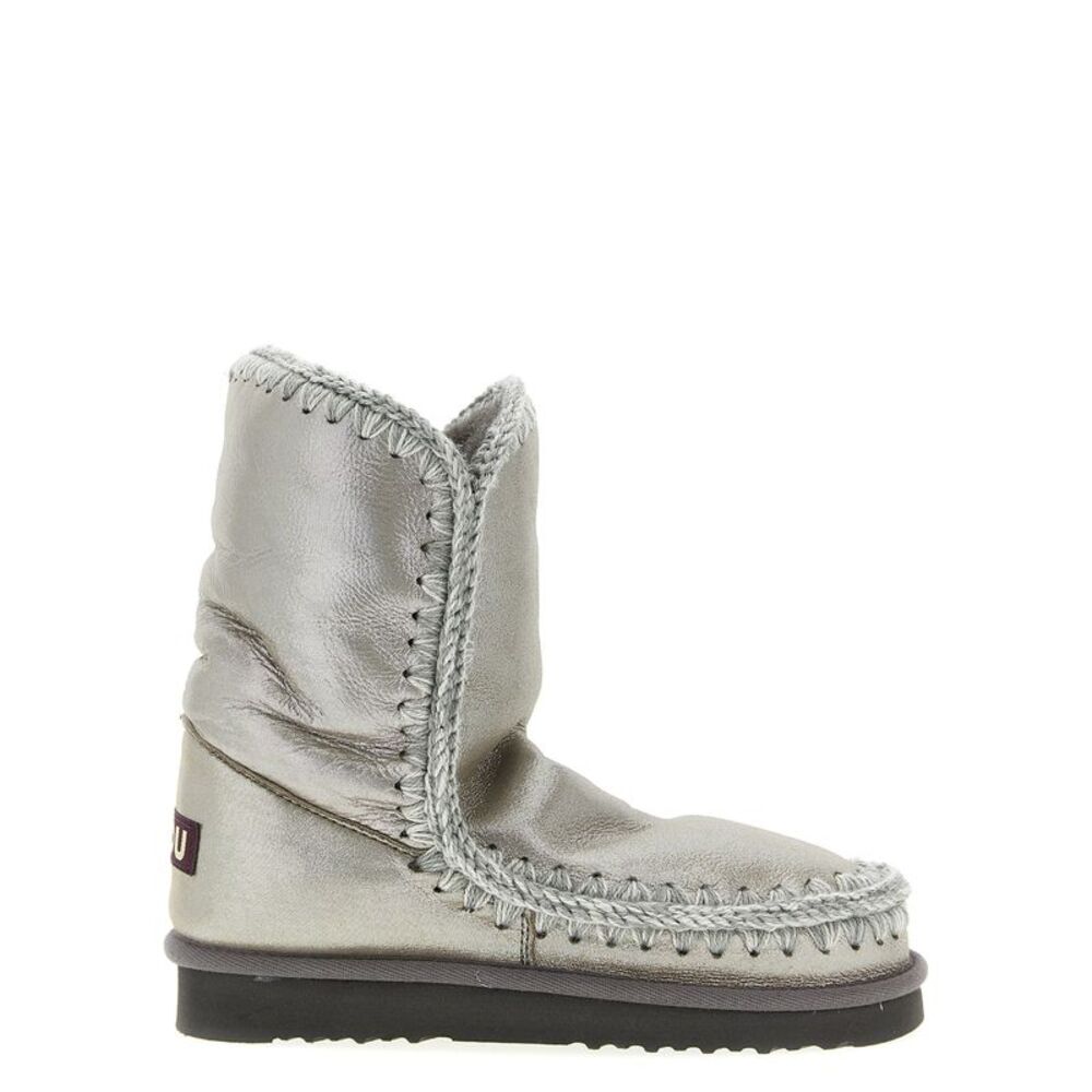 Mou Silver Lambskin Ankle Women's Boots